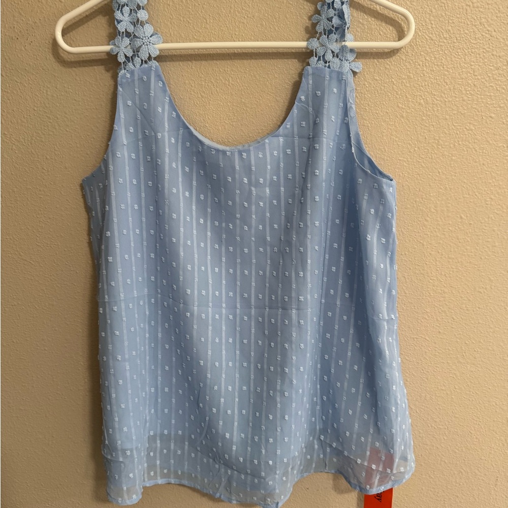 Elegant Blue Floral Strap Camisole